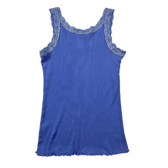 Zena Y2K Ribbed Knit Lace Trim Tank  Women's S  Purple Cami  Fairycore Layering - Picture 2 of 7